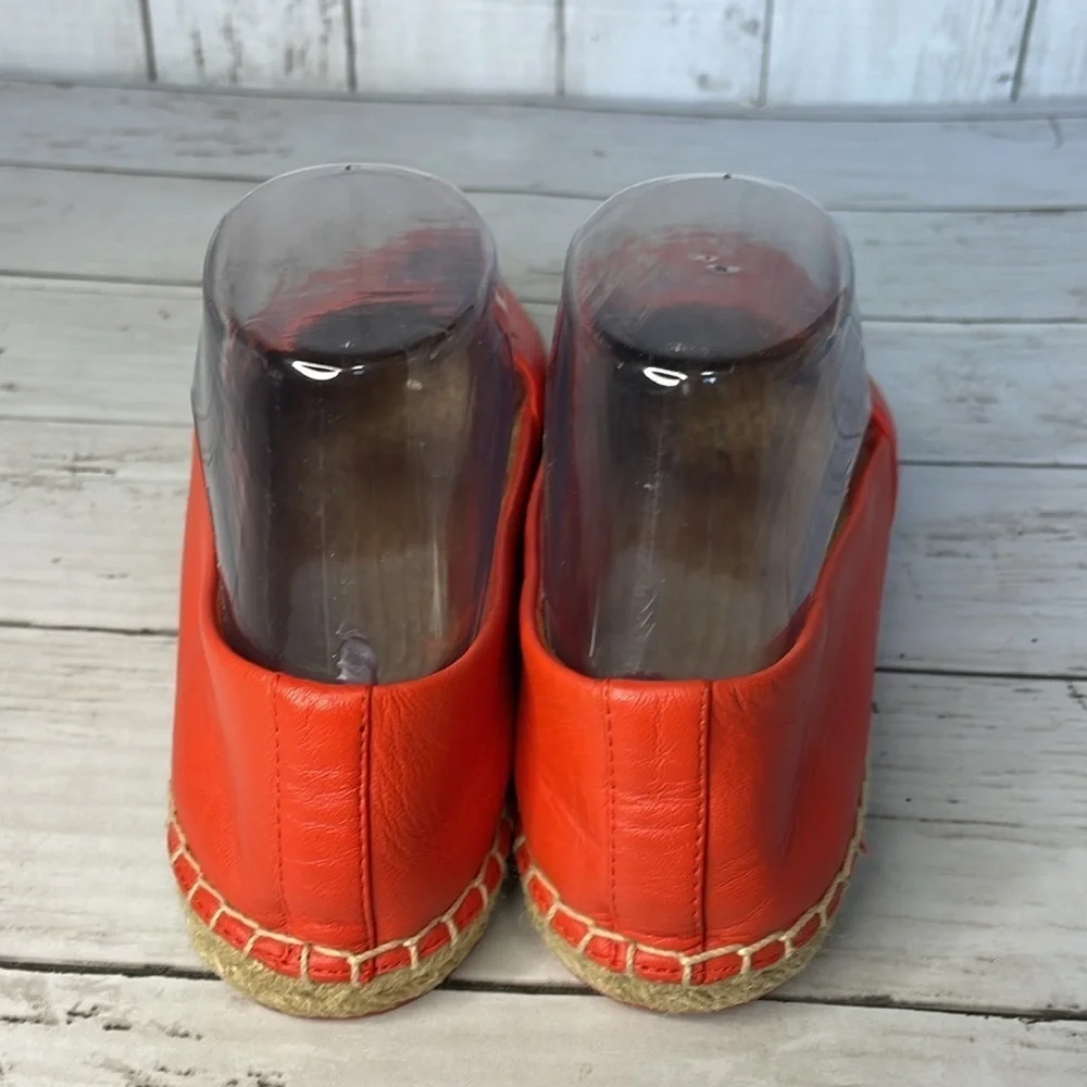 Tory Burch Coral Leather Embroidered Daley Espadrille Flats